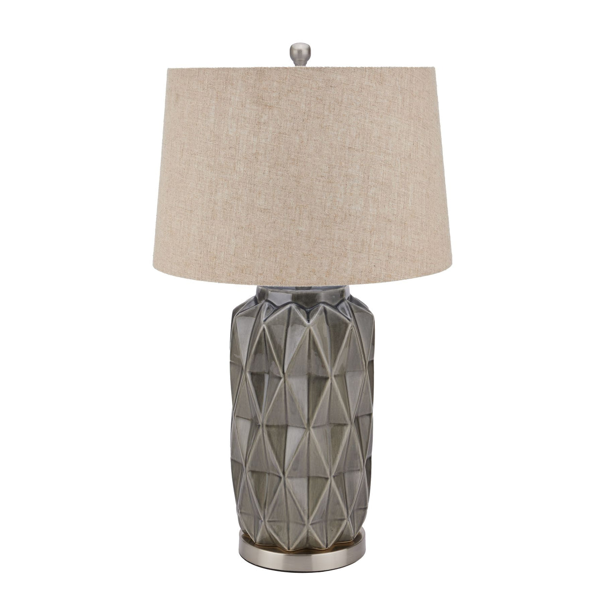 Acantho Ceramic Table Lamp With Linen Shade - Grey For Hill Interiors - HIL-22069