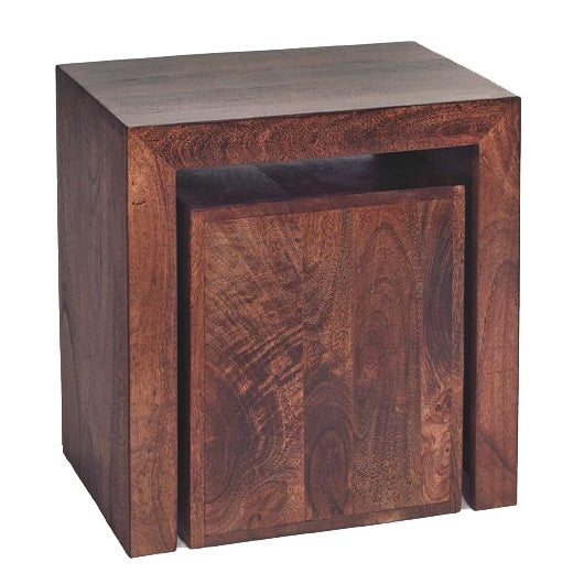 Toko Dark Mango Cubed Nest Of 2 Tables  For Indian Hub-IH-ML03