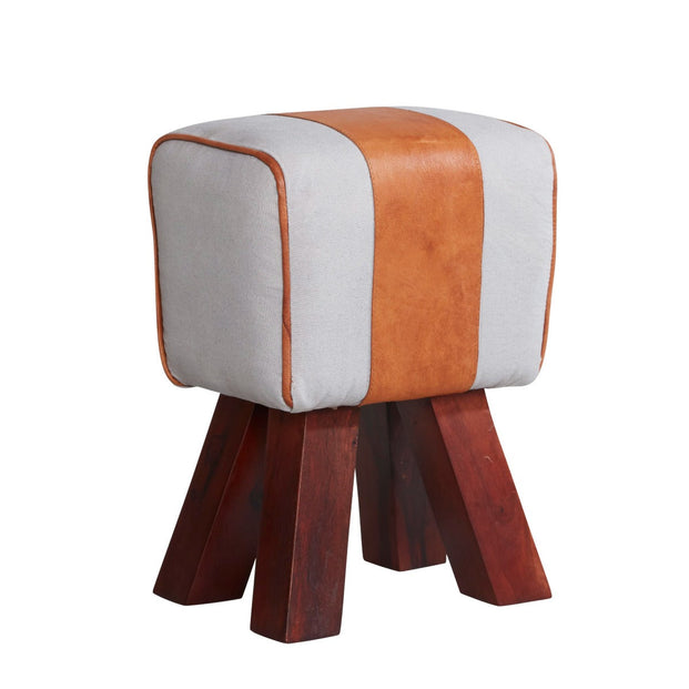 Canvas And Leather Stool For Indian Hub-IH-PK30