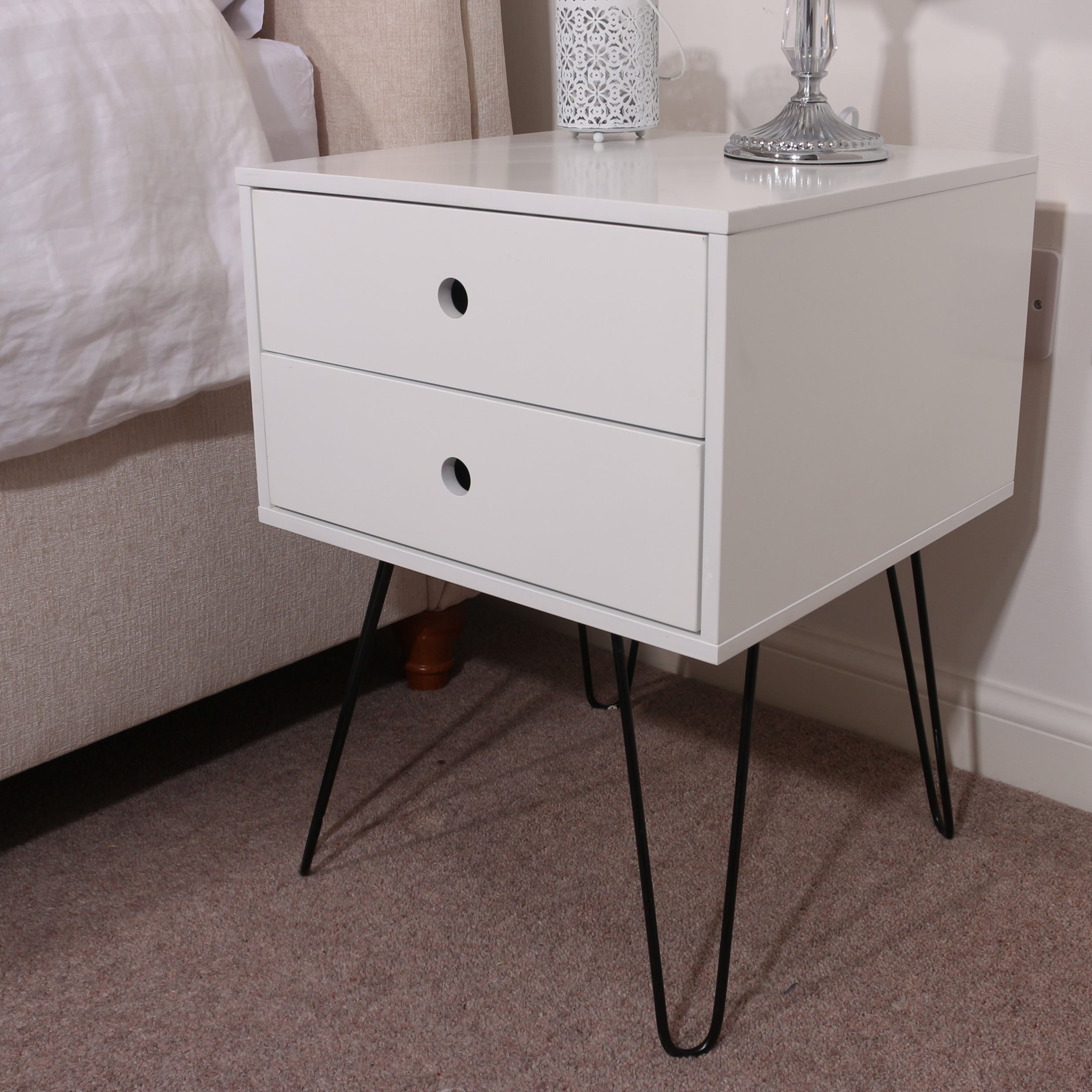 Batterson Mdf White 2 Drawer Bedside Cabinet For Core Products - CFD-BS710