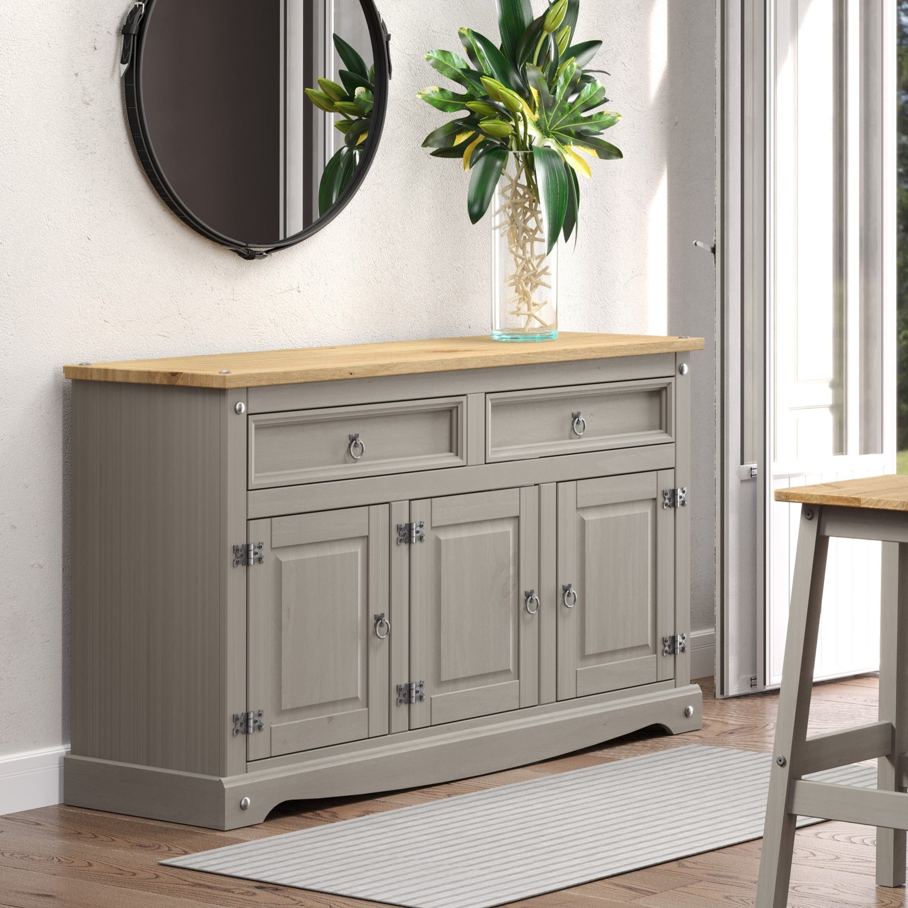 Canasta Pedestal Medium 3 Door And 2 Drawer Sideboard For Core Products - CFD-CRG916