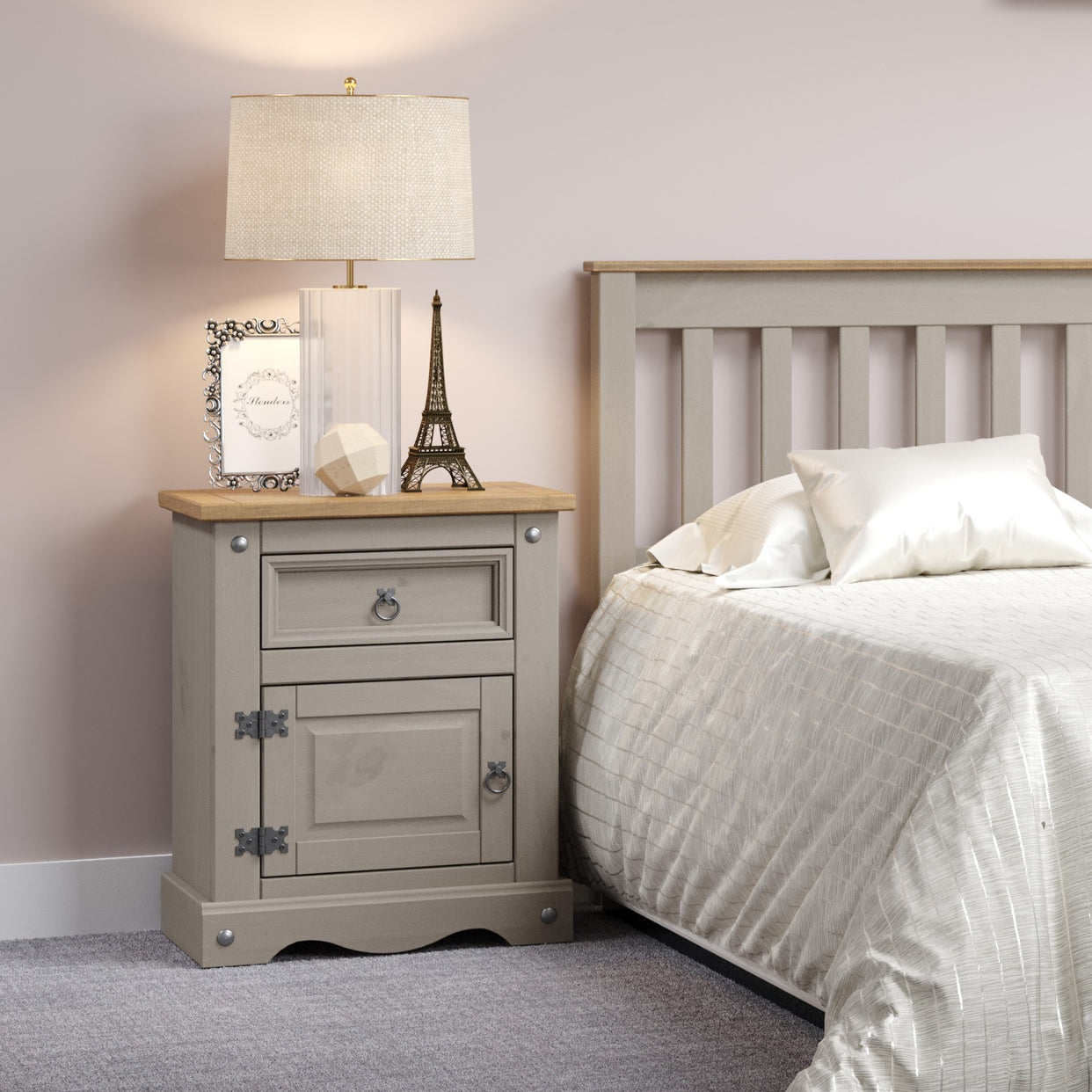 Canasta Wooden 1 Door And 1 Drawer Bedside Cabinet For Core Products - CFD-CRG510