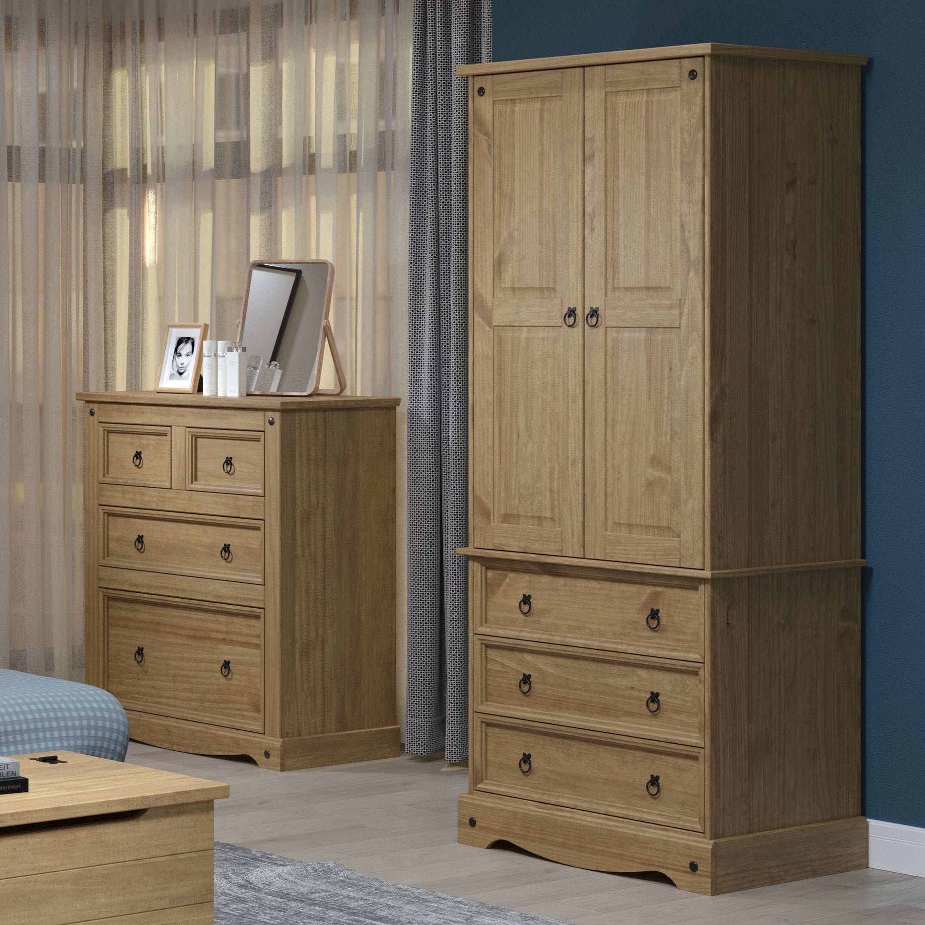 Canasta Wooden 2 Door And 3 Drawer Wardrobe Brown For Core Products - CFD-CR523