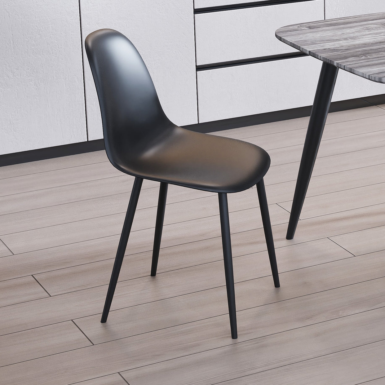 Canyon Curve Chair Plastic Seat With Black Metal Legs Set Of 2 - Black For Core Products - CFD-ASCH21-BK
