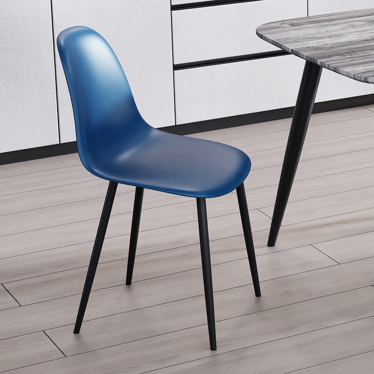 Canyon Curve Chair Plastic Seat With Black Metal Legs Set Of 2 - Blue For Core Products - CFD-ASCH21-BL