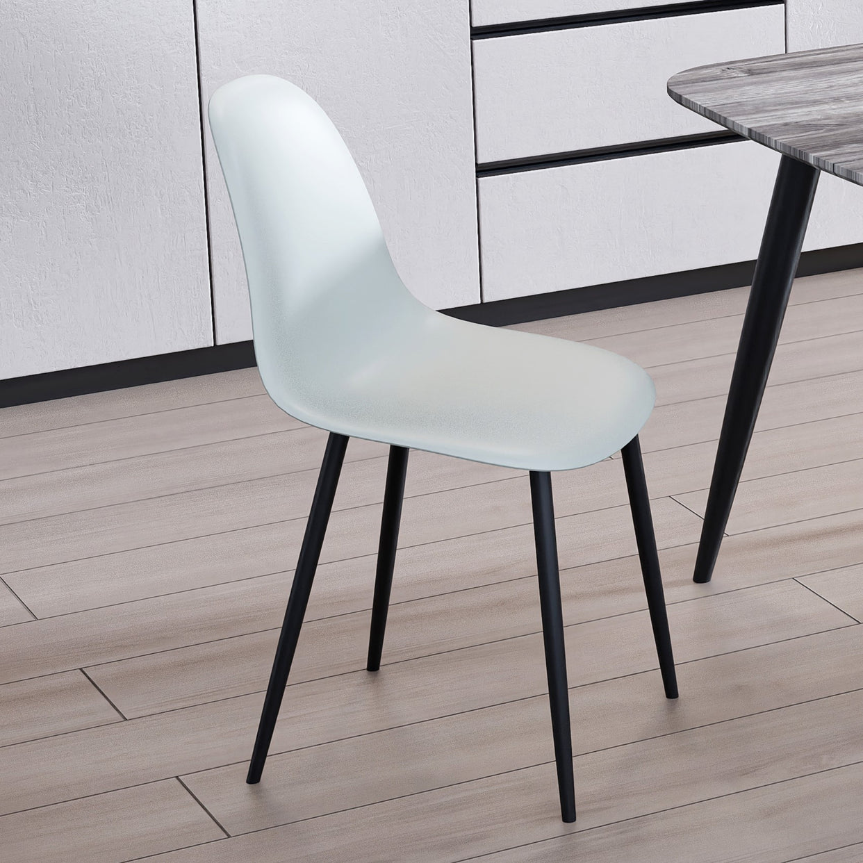 Canyon Curve Chair Plastic Seat With Black Metal Legs Set Of 2 - Light Grey For Core Products - CFD-ASCH21-GR