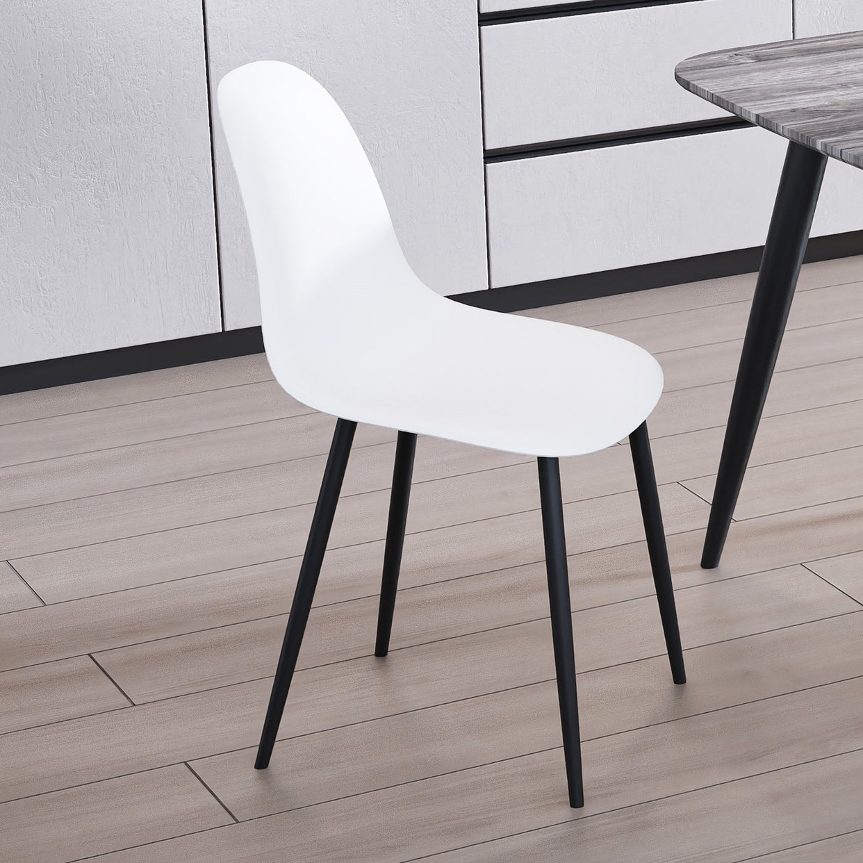 Canyon Curve Chair Plastic Seat With Black Metal Legs Set Of 2 - White For Core Products - CFD-ASCH21-WH