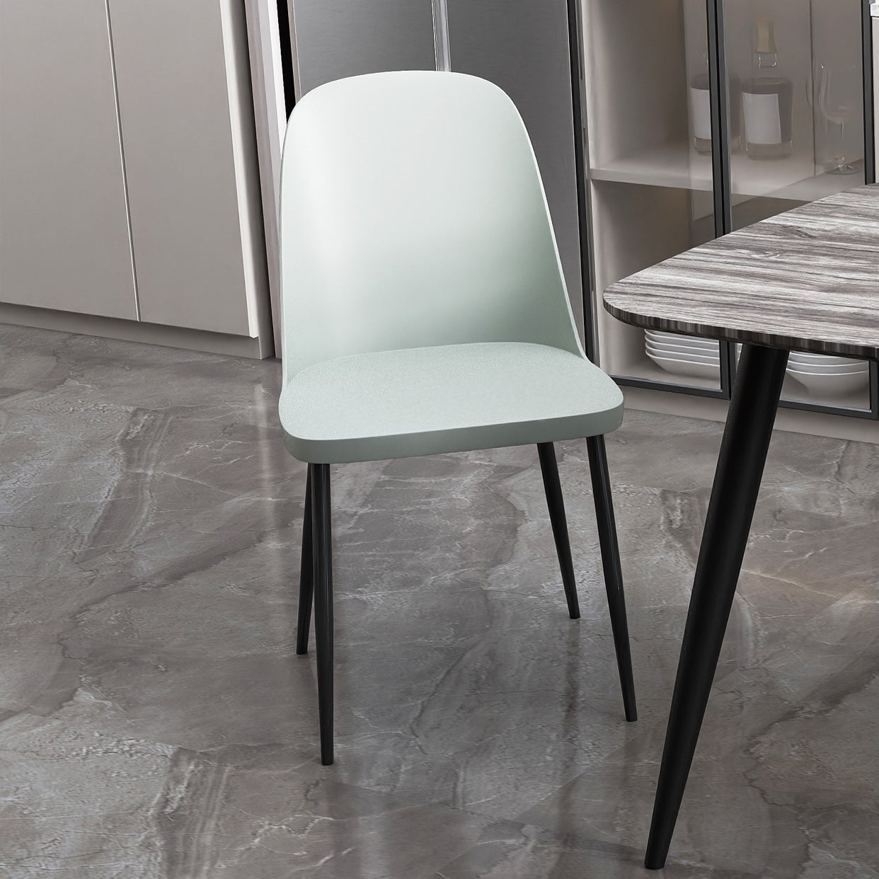 Canyon Duo Chair Plastic Seat With Black Metal Legs Set Of 2 - Light Grey For Core Products - CFD-ASCH22-GR
