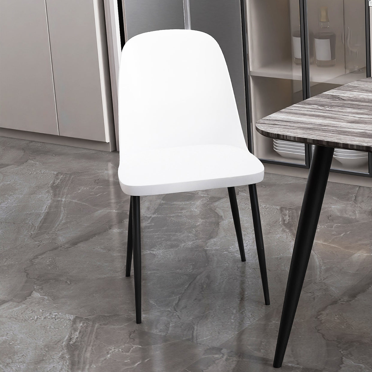 Canyon Duo Chair Plastic Seat With Black Metal Legs Set Of 2 - White For Core Products - CFD-ASCH22-WH