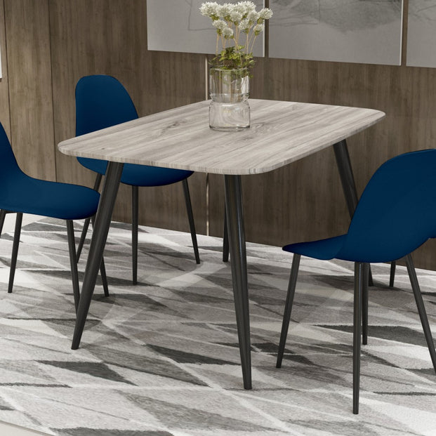 Canyon Mdf Rectangular Dining Table Grey Oak Effect With Black Tapered Legs For Core Products - CFD-ASTB3-OK