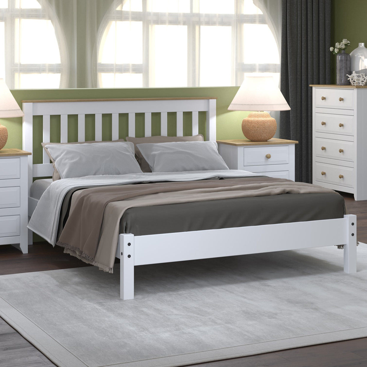 Cariss Wooden Slatted Lowend Bedstead White 4'6" For Core Products - CFD-CP460LE
