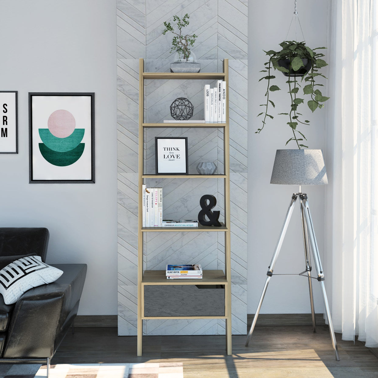 Millings Particleboard Ladder Bookcase And 1 Drawer For Core Products - CFD-MN924