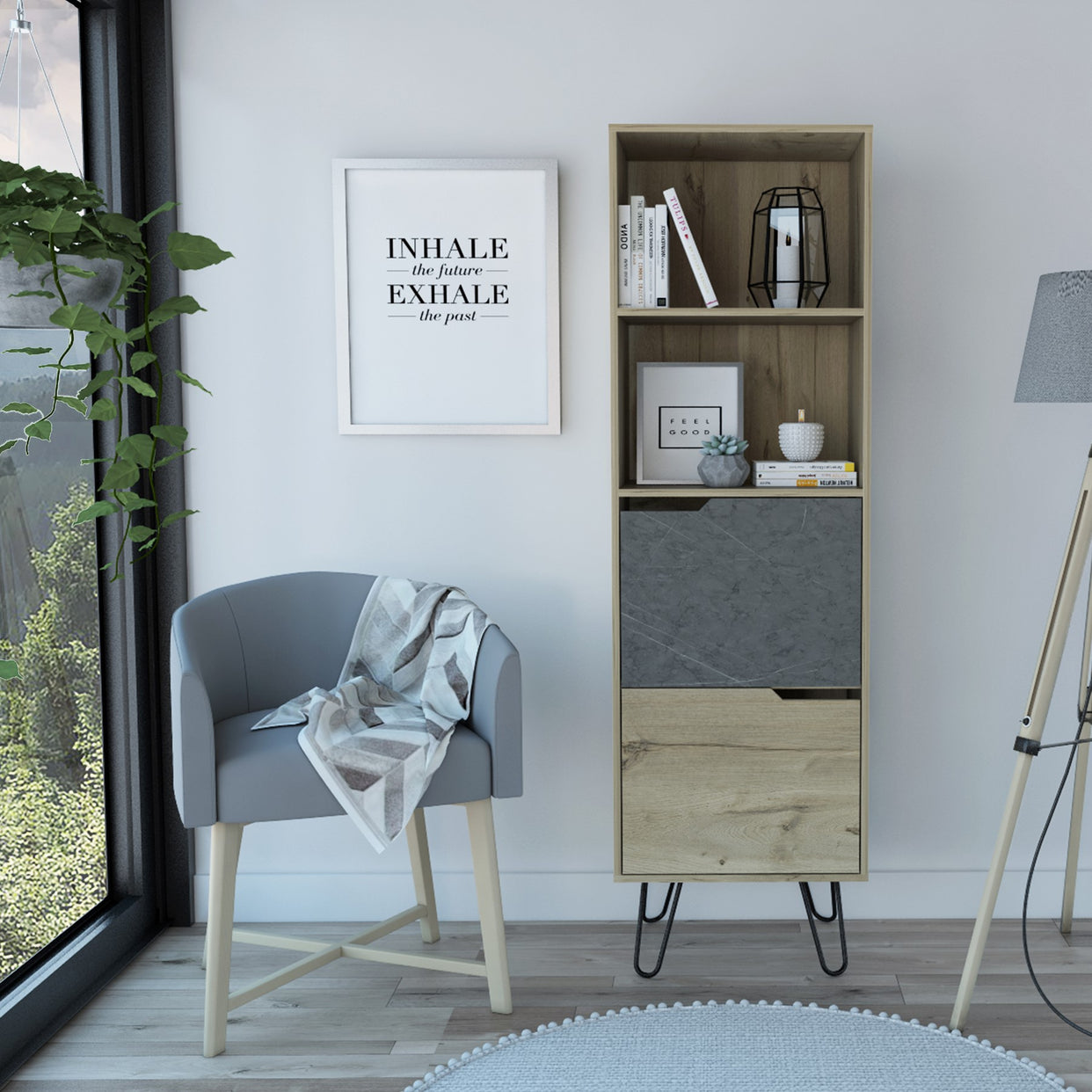 Millings Particleboard Tall Bookcase With 2 Door And 2 Open Shelves For Core Products - CFD-MN903
