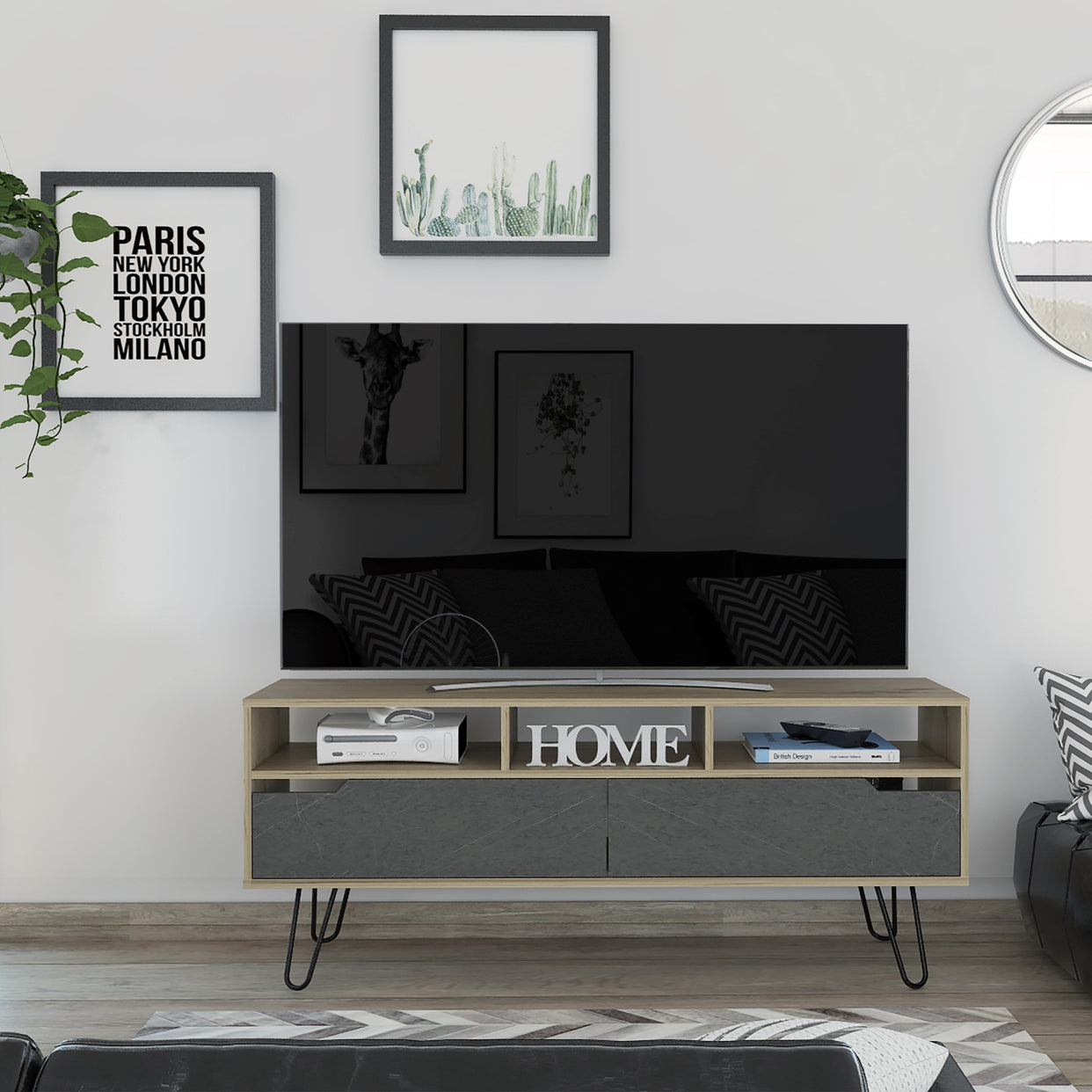 Millings Particleboard Wide Screen Tv Rack And Open Shelves For Core Products - CFD-MN912