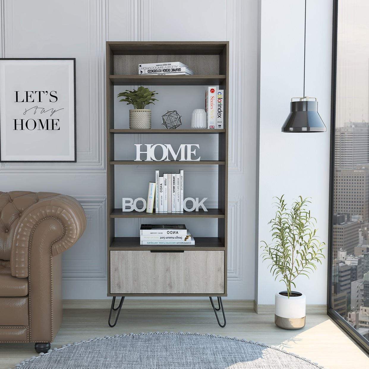 Noelia Home And Office Bookcase Display With Door And Open Shelves For Core Products - CFD-NE908