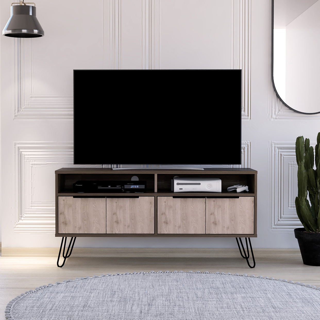 Noelia Particleboard Wide Screen Tv Rack With 4 Doors And 2 Shelves For Core Products - CFD-NE912
