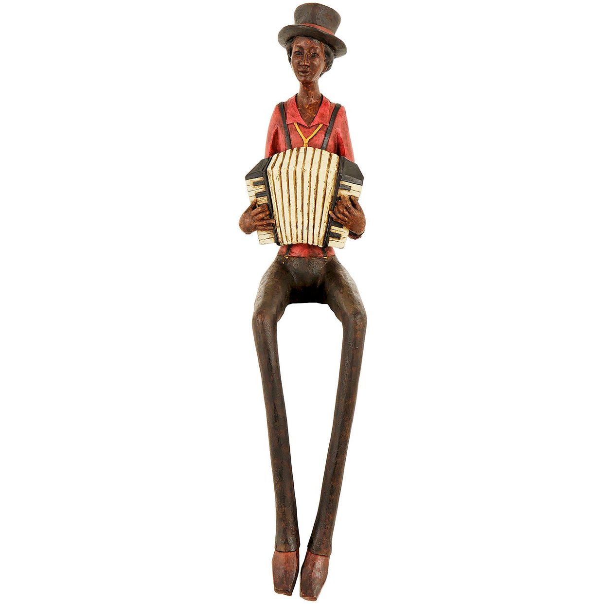 Sitting Jazz Band Resin Squeeze Box - Brown For Hill Interiors - HIL-263