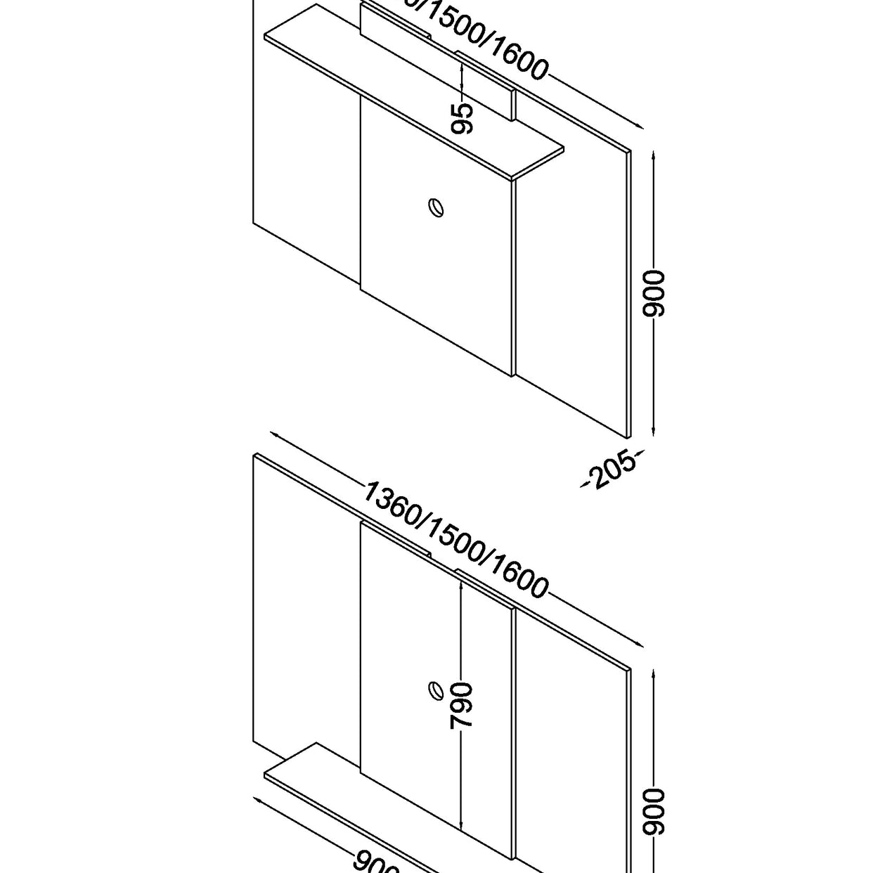 Lido Extendable Fixed Tv Wall Panel, Grey Oak Effect For Core Products - Ld721Gok