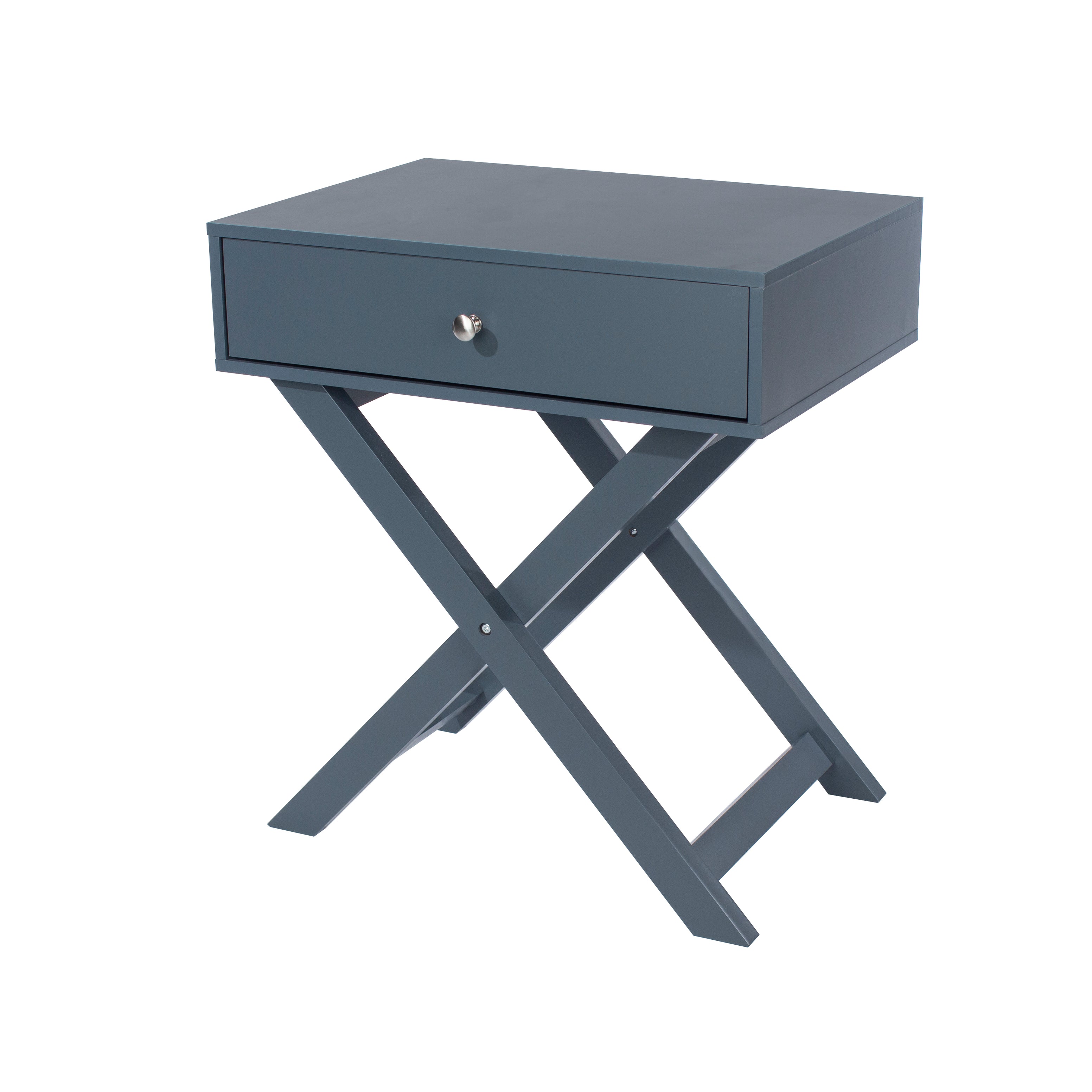Options Blue X Leg  1 Drawer Petite Bedside Cabinet For Core Products - Bsb810