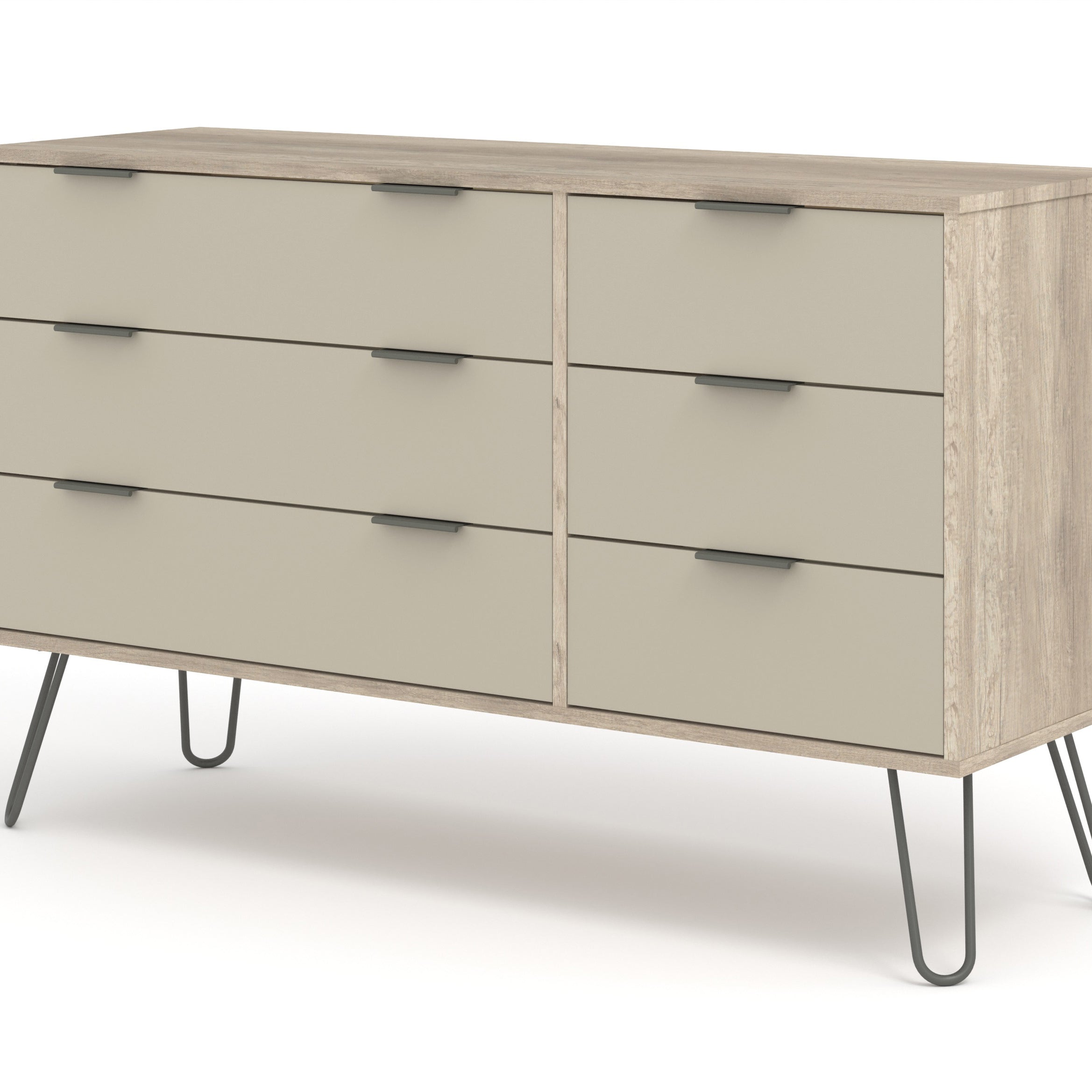 Augusta Driftwood 3+3 Drawer Wide Chest Of Drawers For Core Products - Agd533