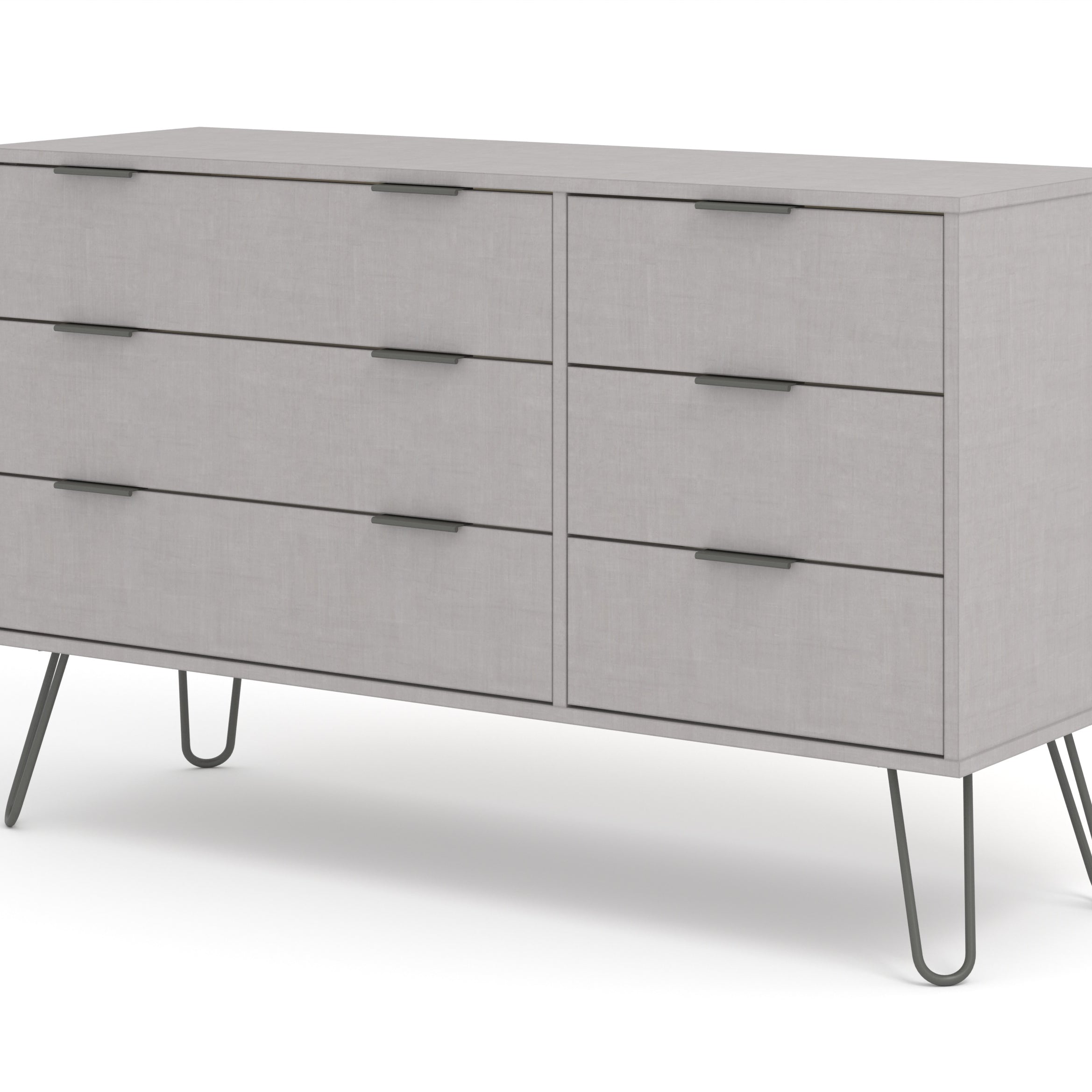 Augusta Grey 3+3 Drawer Wide Chest Of Drawers For Core Products - Agg533