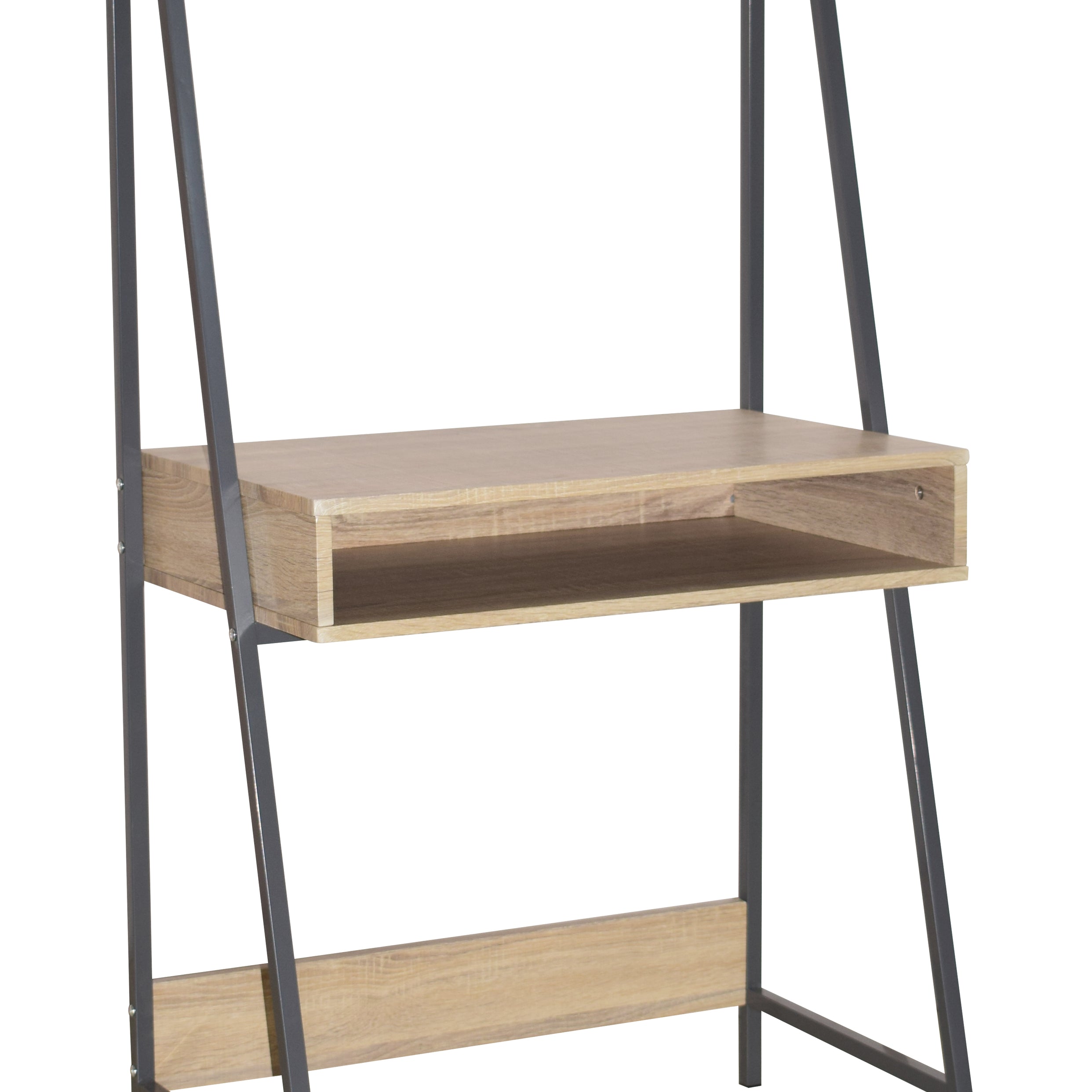 Loft Home Office Ladder Bookcase Desk With Oak Effect And Grey Metal Frames For Core Products - Lfdsk-04