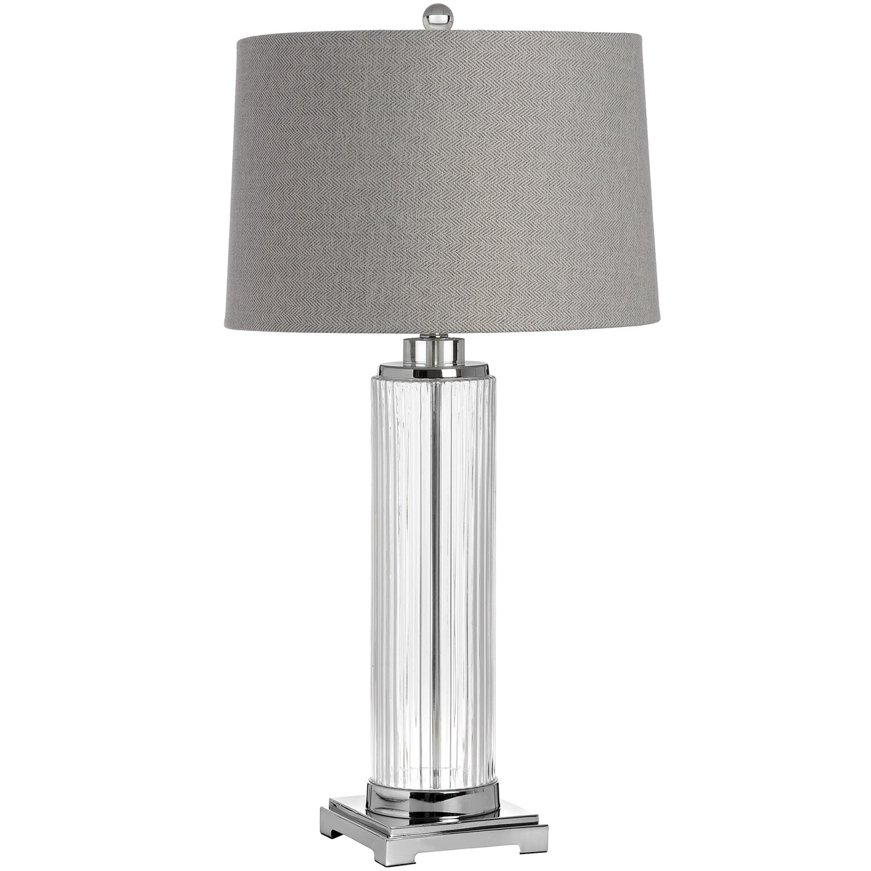Roma Glass Table Lamp Silver For Hill Interiors - HIL-17587