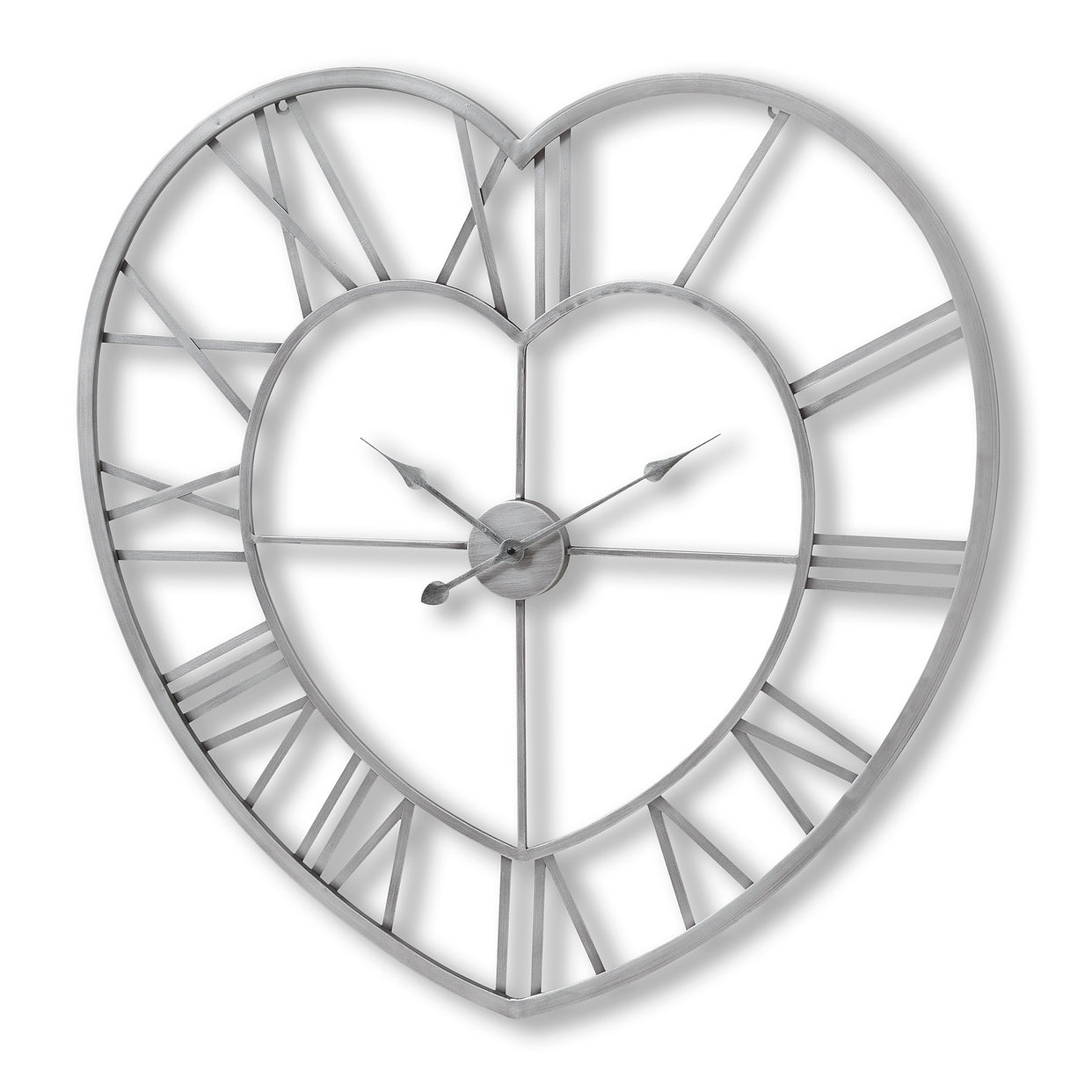 Heart Skeleton Wall Clock - Silver For Hill Interiors - HIL-17857