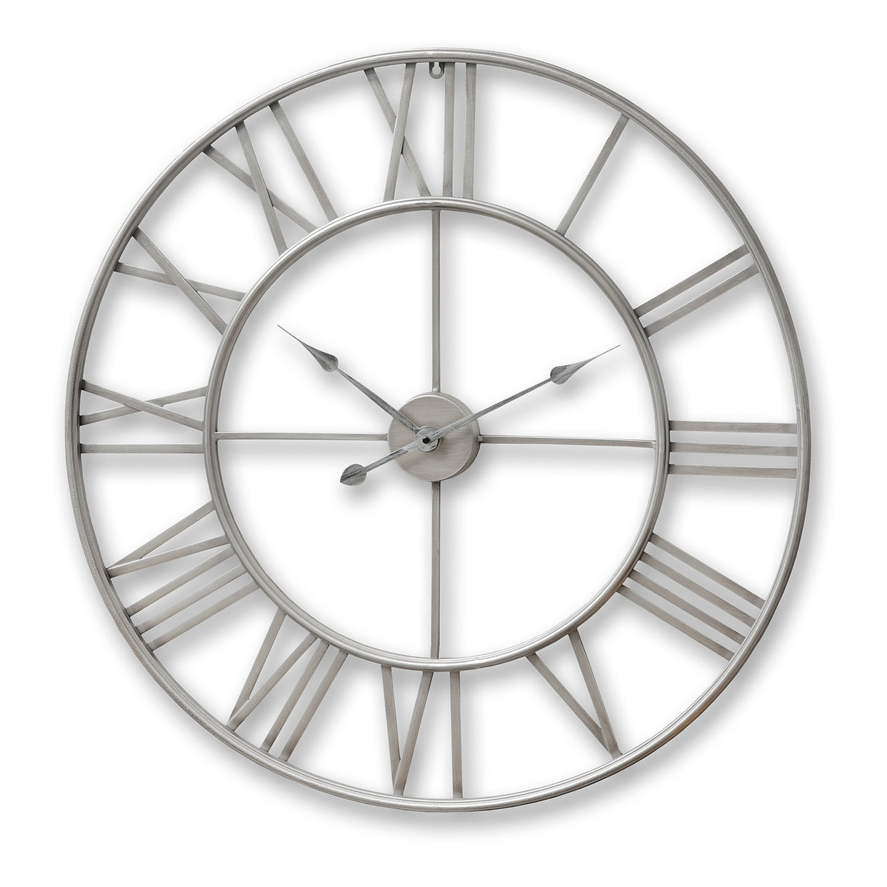Large Skeleton Metal Wall Clock - Silver For Hill Interiors - HIL-17858