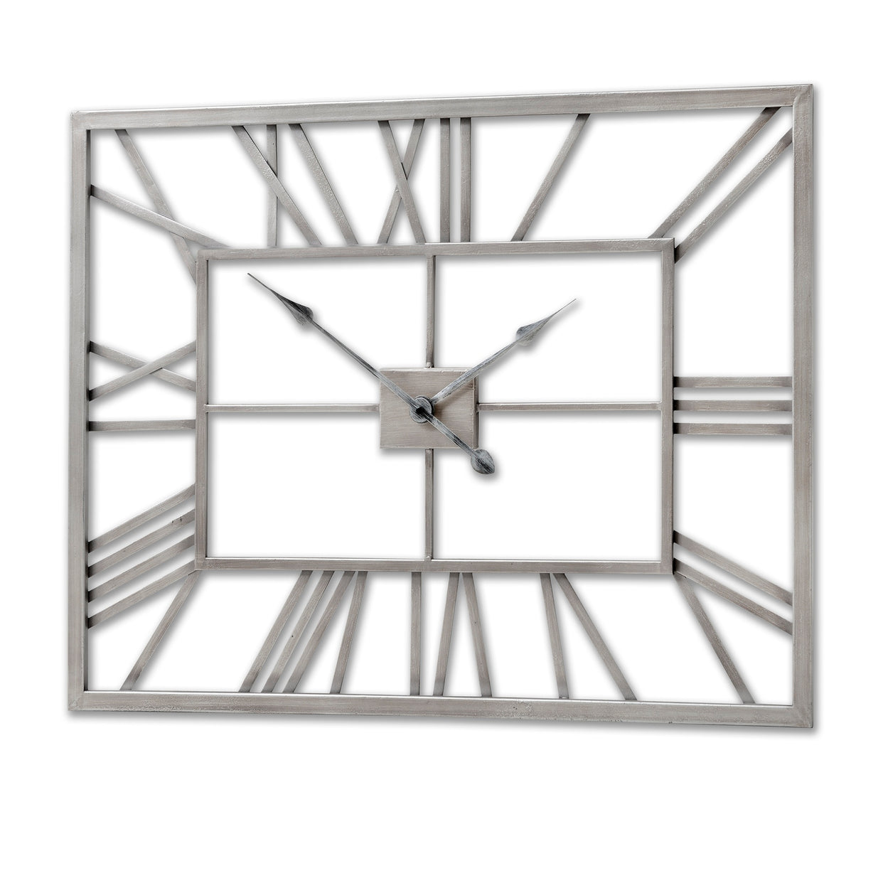 Rectangular Skeleton Wall Clock - Silver For Hill Interiors - HIL-17859