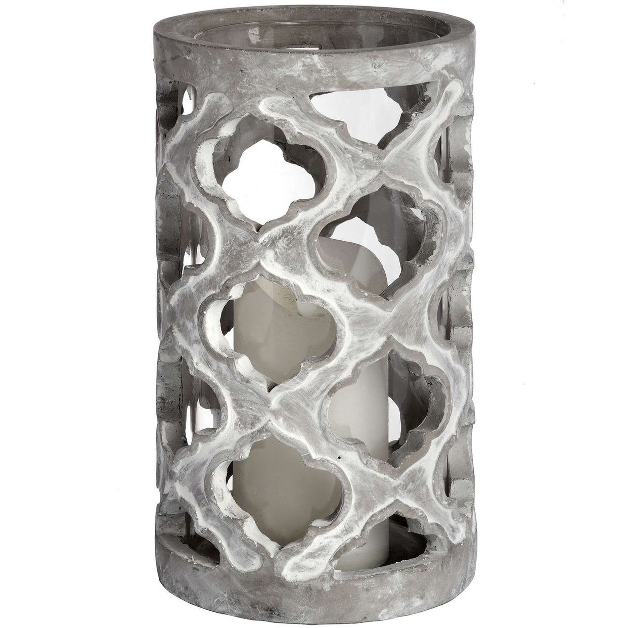 Large Stone Effect Patterned Candle Holder - Grey For Hill Interiors - HIL-18524