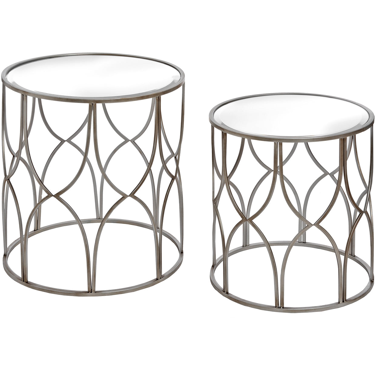 Lattice Silver Metal Side Table Set Of 2 For Hill Interiors - HIL-18545