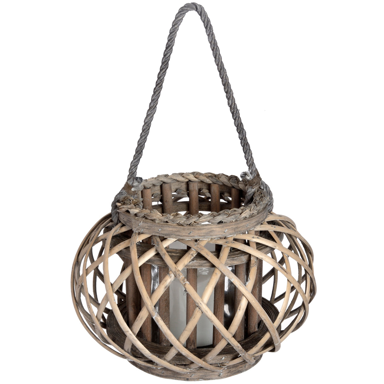 Large Wicker Basket Lantern - Brown For Hill Interiors - HIL-18728