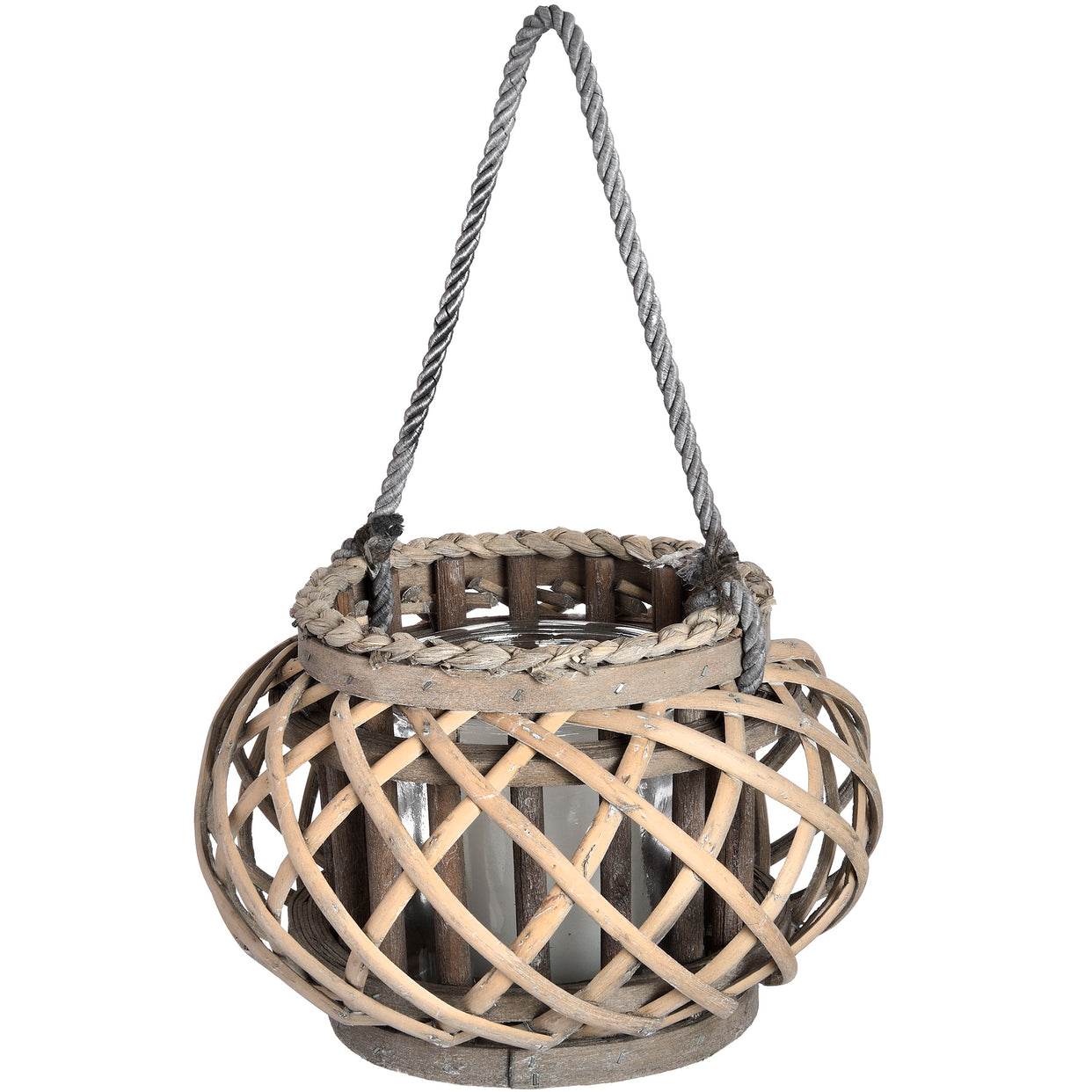 Small Wicker Basket Lantern - Brown For Hill Interiors - HIL-18729