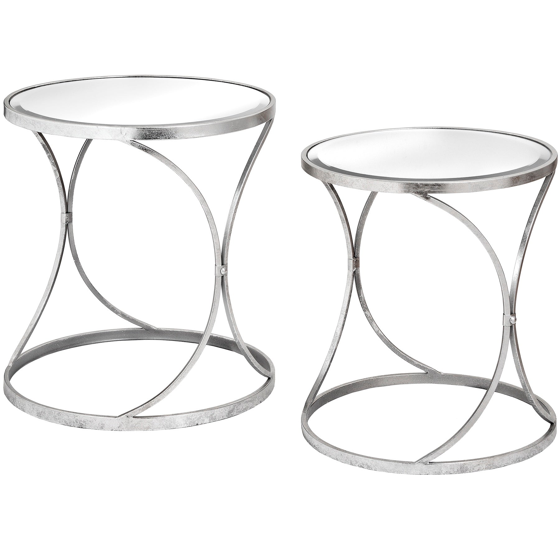 Curved Design Metal Side Tables Silver Set Of 2 For Hill Interiors - HIL-18777