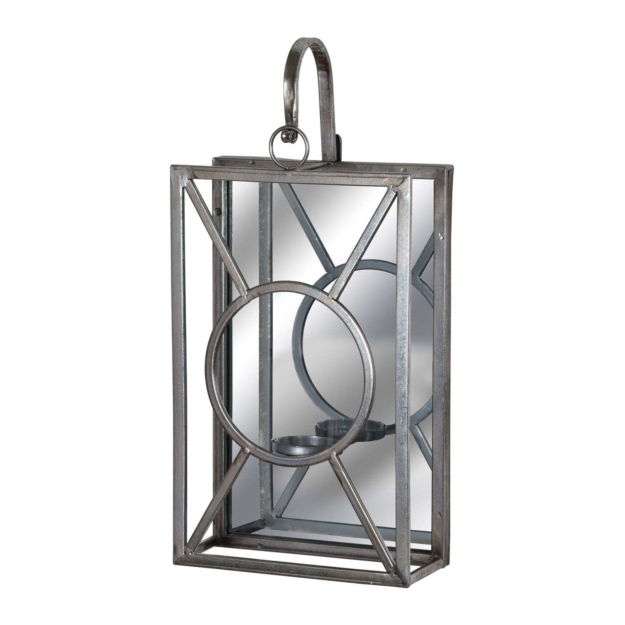 Antique Rectangle Mirrored Tealight Holder - Silver For Hill Interiors - HIL-19156