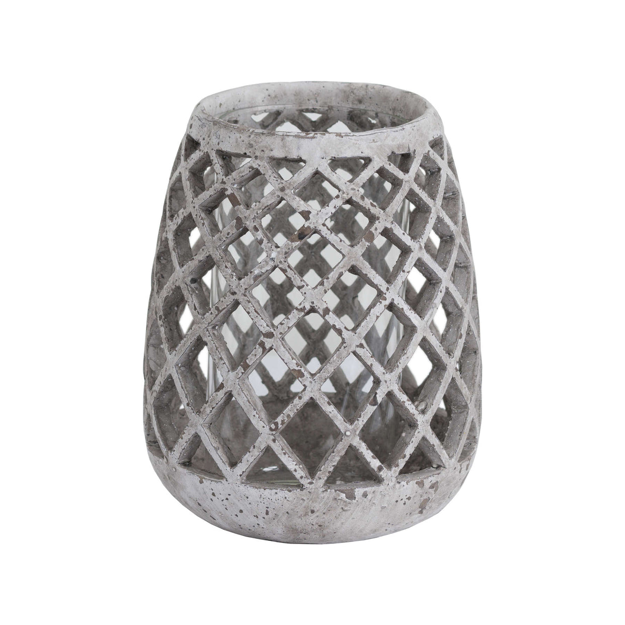 Large Conical Ceramic Lattice Hurricane Lantern - Stone For Hill Interiors - HIL-19428