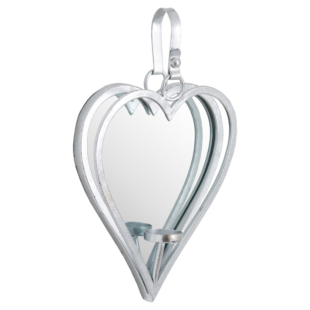 Small Glass Mirrored Heart Candle Holder - Silver For Hill Interiors - HIL-19724