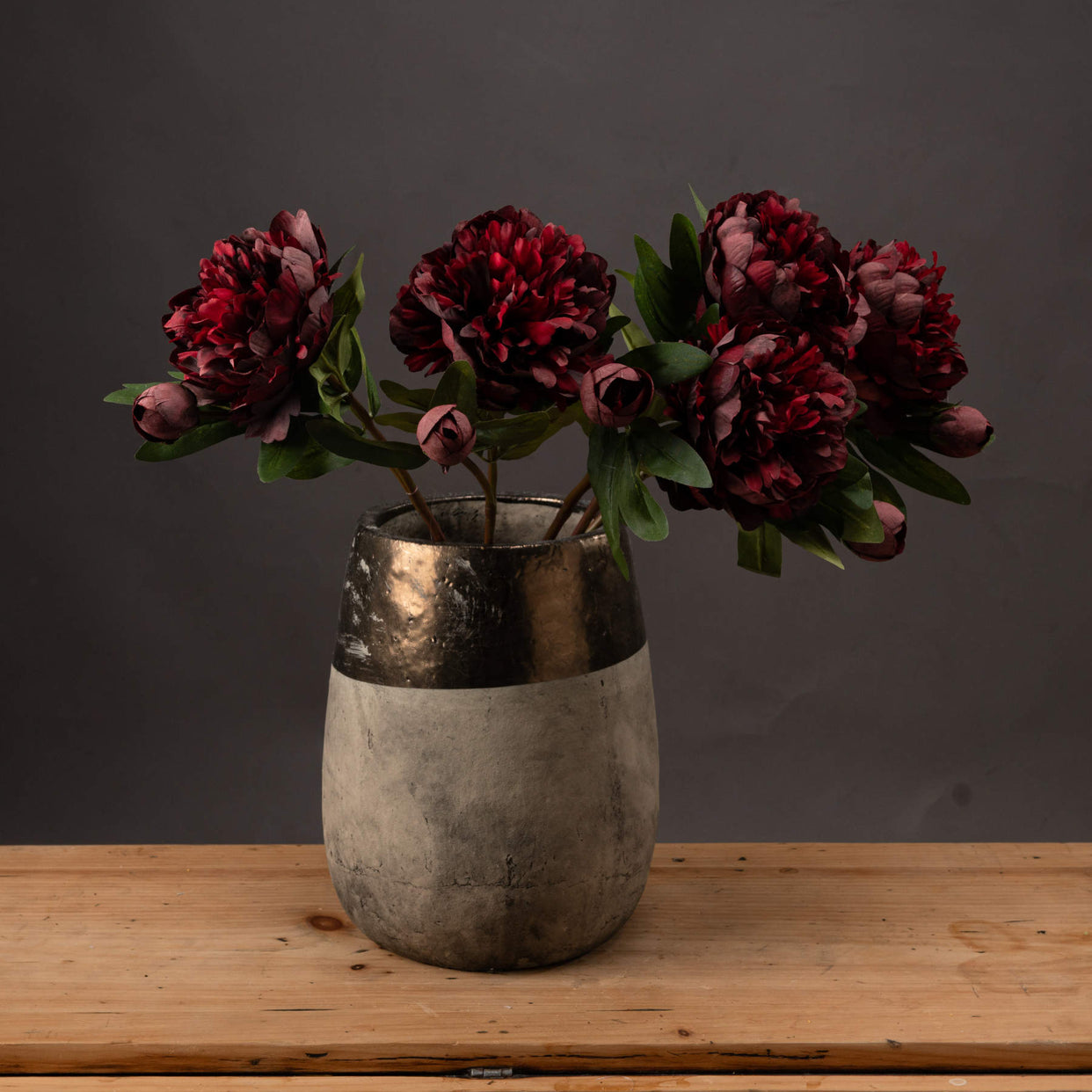 Plastic Peony Rose - Burgundy For Hill Interiors - HIL-19739