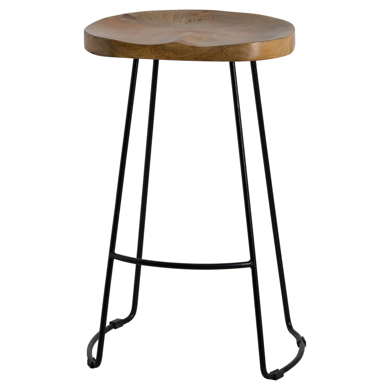 Franklin Metal And Hardwood Shaped Barstool For Hill Interiors - HIL-19924