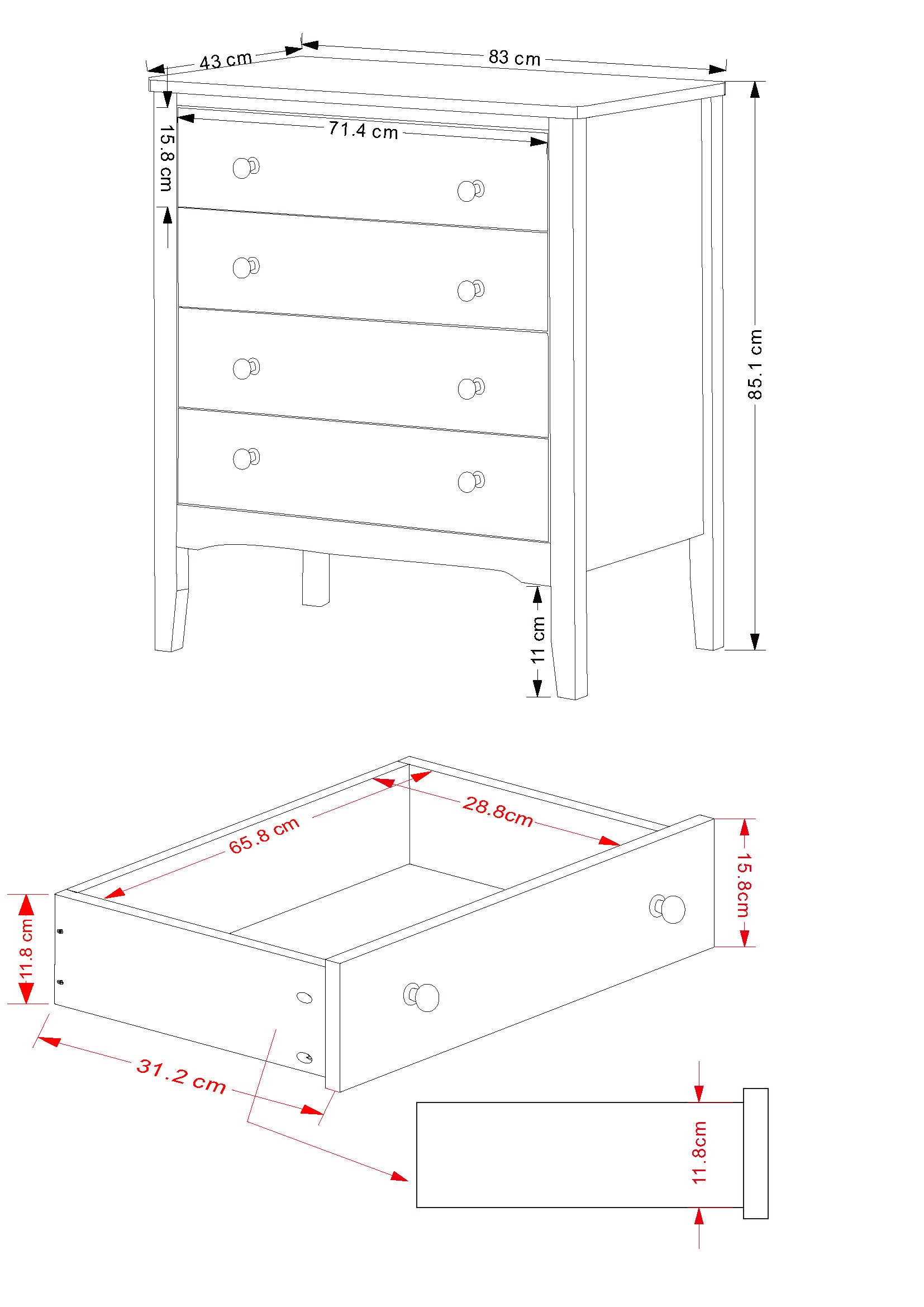 Como Blue 4 Drawer Chest For Core Products - Cmb514