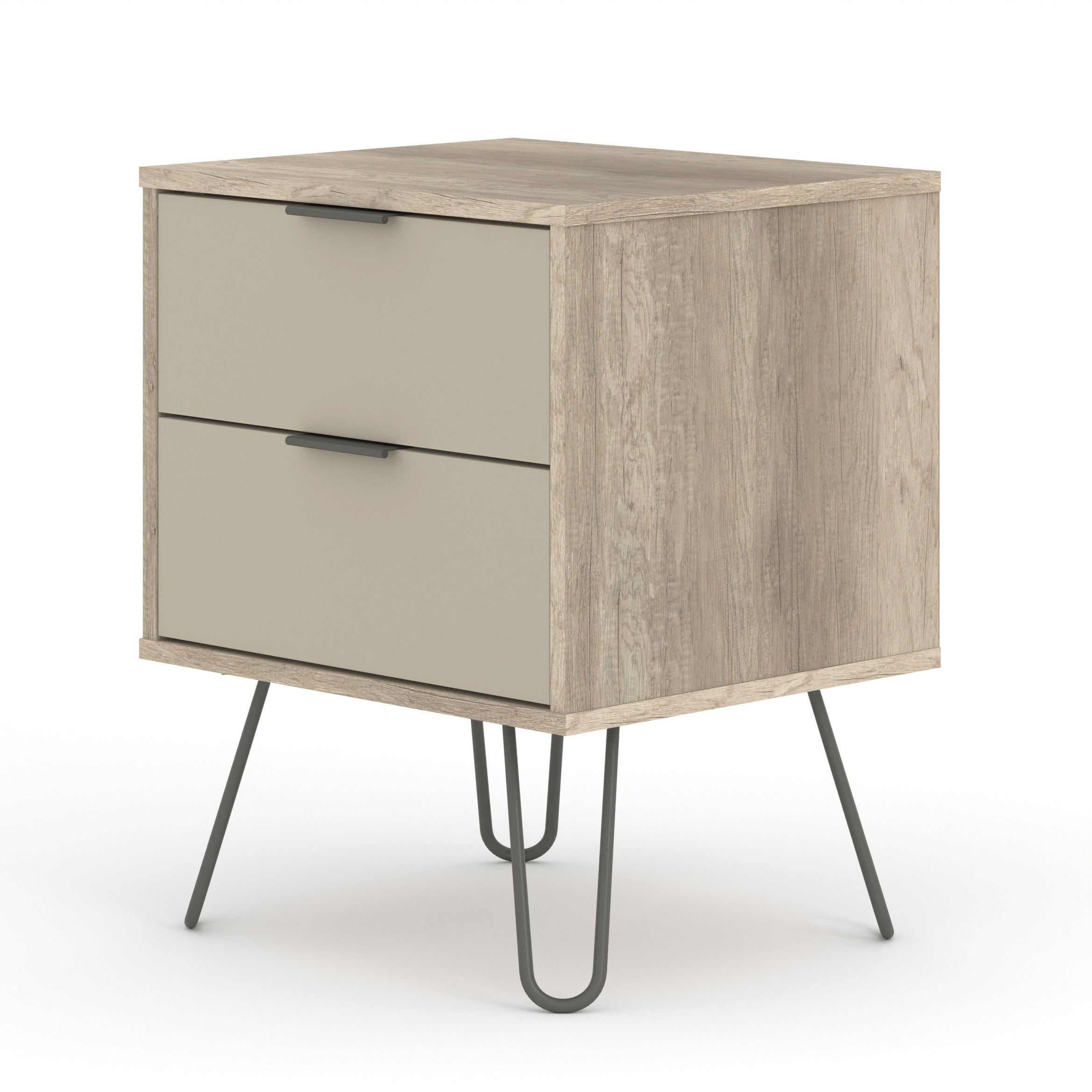 Augusta Driftwood 2 Drawer Bedside Cabinet For Core Products - Agd510