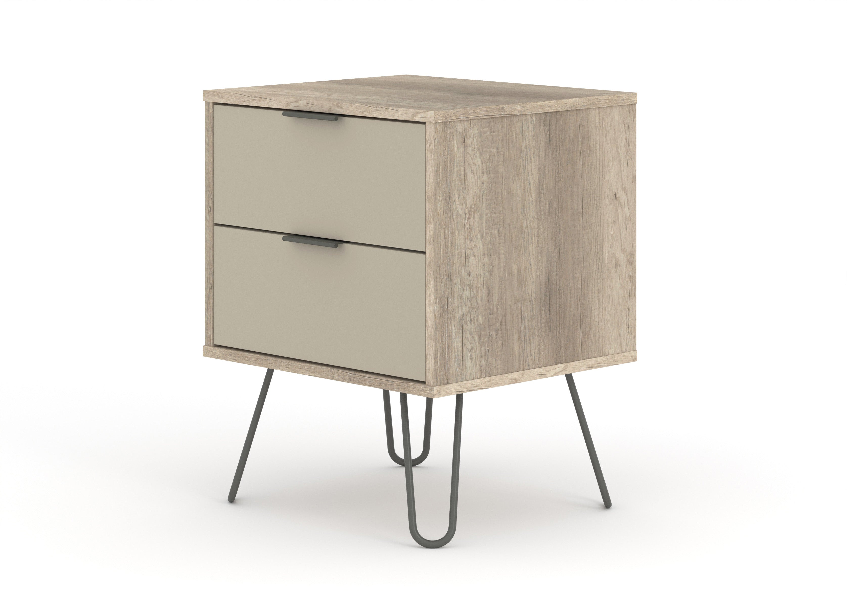 Augusta Driftwood 2 Drawer Bedside Cabinet For Core Products - Agd510