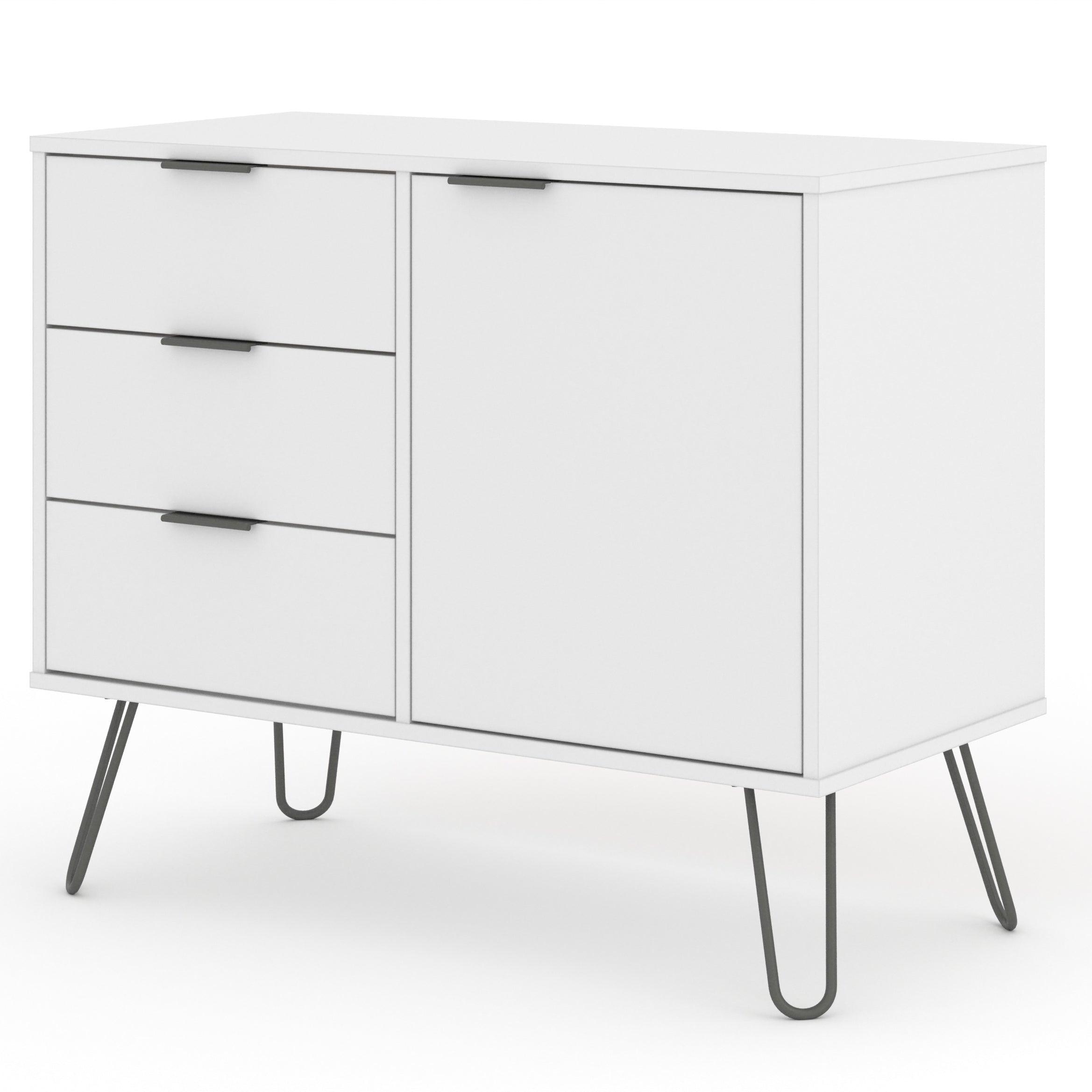 Augusta White Small Sideboard With 1 Door, 3 Drawers For Core Products - Agw915