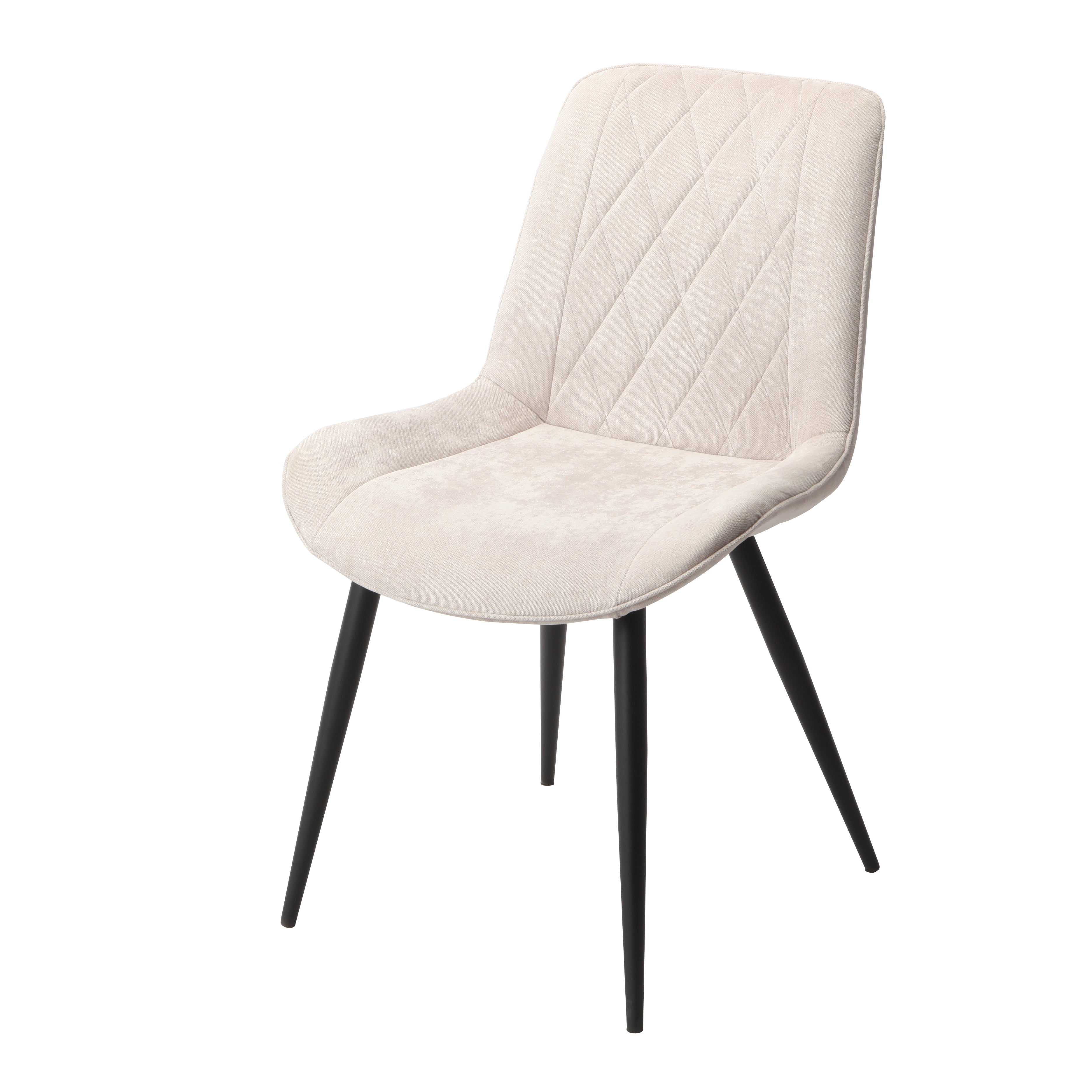Aspen Diamond Stitch Natural Fabric Dining Chair, Black Tapered Legs (Pair) For Core Products - Asch15-Nf