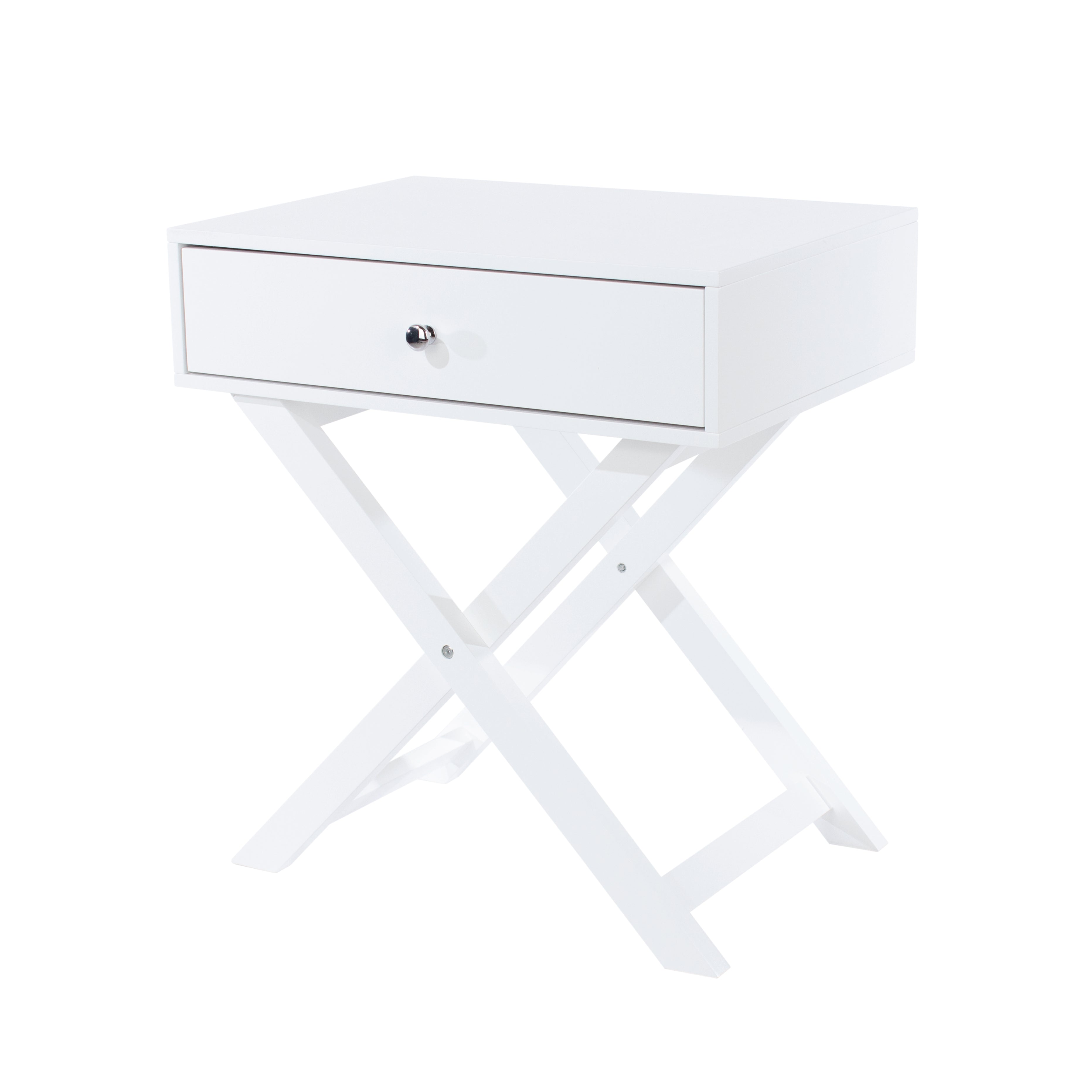 Options White X Leg  1 Drawer Petite Bedside Cabinet For Core Products - Bs810
