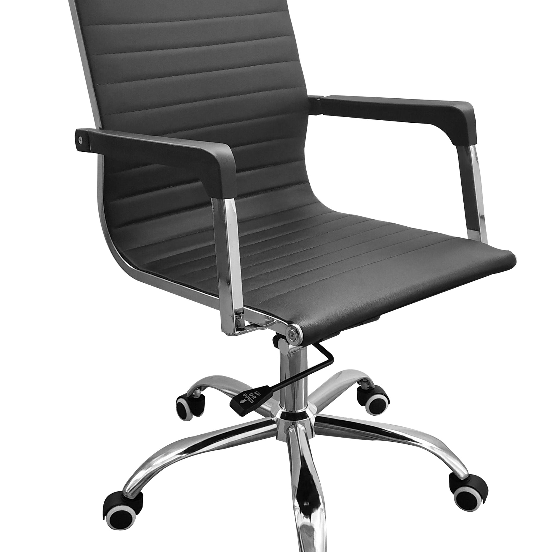Loft Home Office Home Office Chair With Contour Back In Black Faux Leather With Chrome Base For Core Products - Lfch30-Bk
