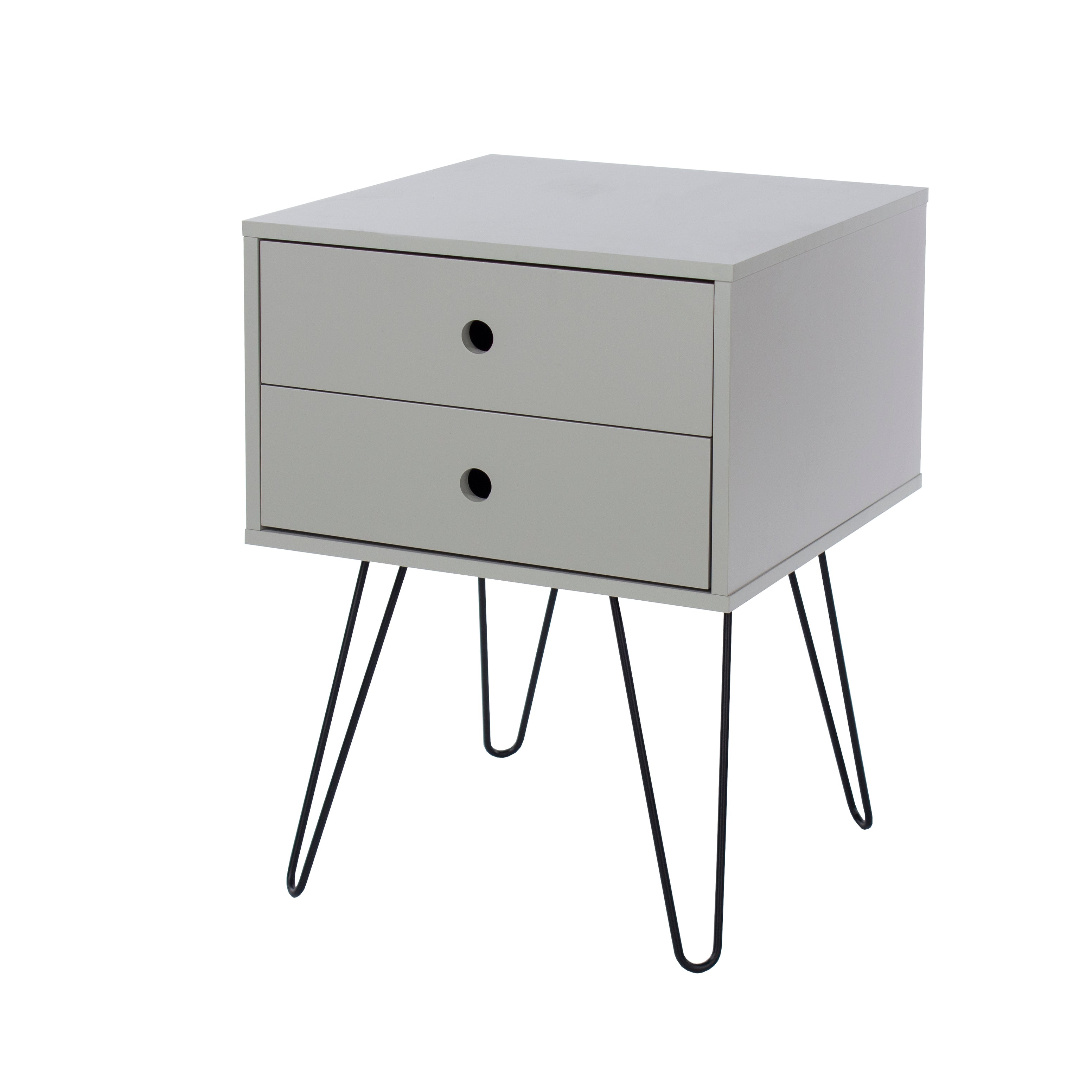 Options Grey Telford, Metal Leg 2 Drawer Bedside Cabinet For Core Products - Bsg710