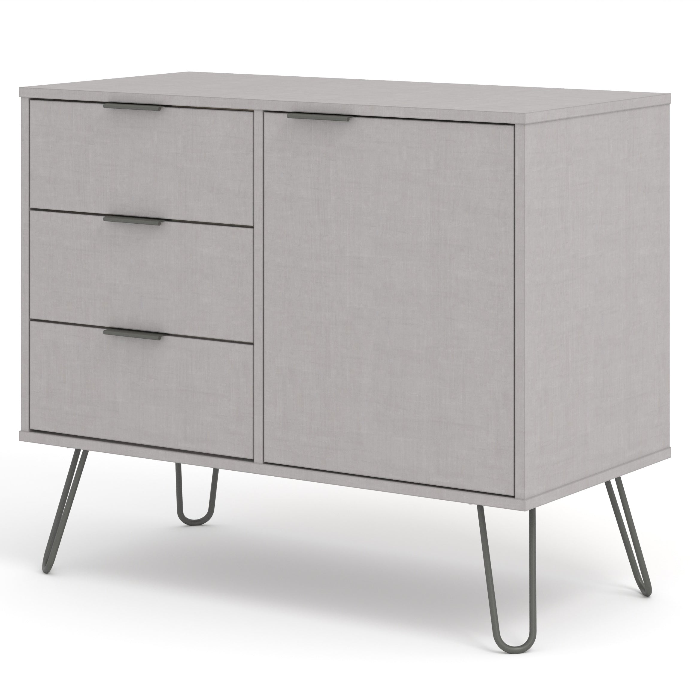 Augusta Grey Small Sideboard With 1 Doors, 3 Drawers For Core Products - Agg915