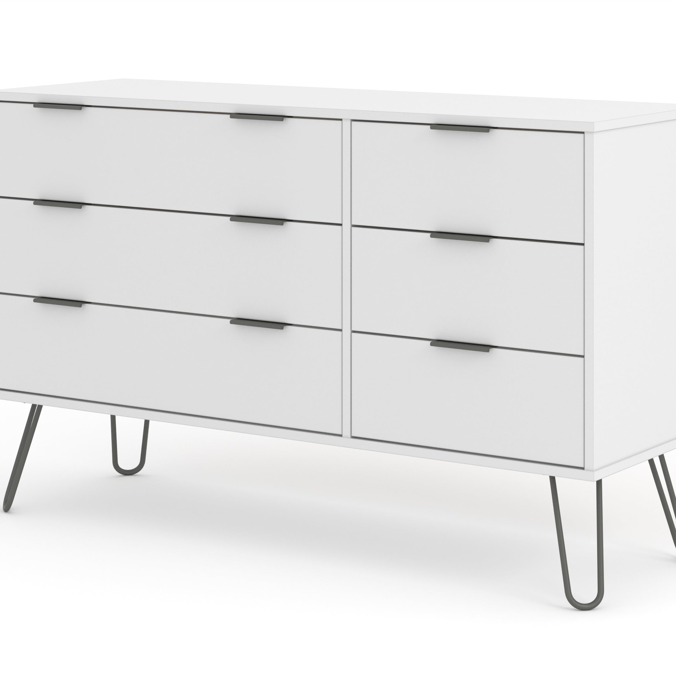 Augusta White 3+3 Drawer Wide Chest Of Drawers For Core Products - Agw533